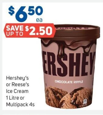 Hershey's or Reese's Ice Cream 1 Litre or Multipack 4s
