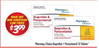 Chemist Outlet Pharmacy Choice Ibuprofen + Paracetamol 12 Tablets offer