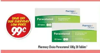 Pharmacy Choice Paracetamol 500g 20 Tablets