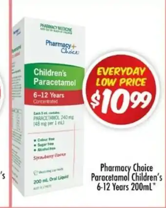 Chemist Outlet Pharmacy Choice Paracetamol Children's 6-12 Years 200mL offer
