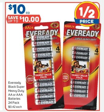 Foodland Eveready Black Super Heavy Duty AA or AAA Batteries 24 Pack offer
