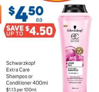 Foodland Schwarzkopf Extra Care Shampoo or Conditioner 400ml offer