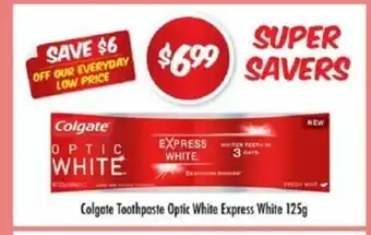 Chemist Outlet Colgate Toothpaste Optic White Express White 125g offer
