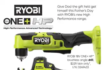 Bunnings Rybi 18V One + HP Brushless Angle Drill offer