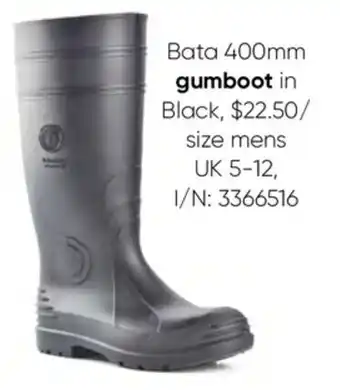 Bunnings Bata 400mm Gumbbot in Black UK 5-12 offer