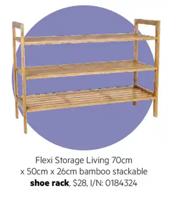 Bunnings Flexi Storage Living 70cmx50cmx26cm Bamboo Stackable Shoe Rack offer