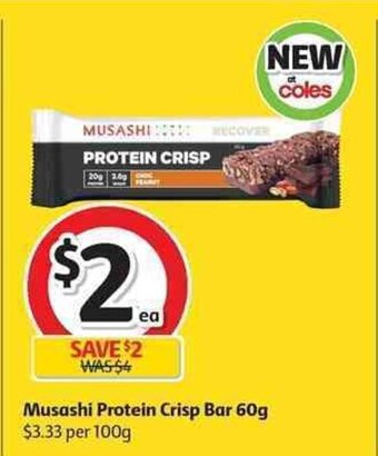 Coles Musashi Protein Crisp Bar 60g offer