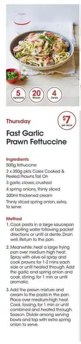 Coles Fast Garlic Prawn Fettuccine offer