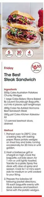 Coles The Best Steak Sandwich offer