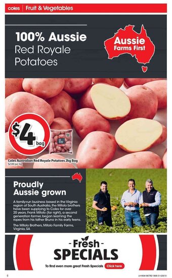 Coles Coles Australian Red Royale Potatoes 2kg Bag offer