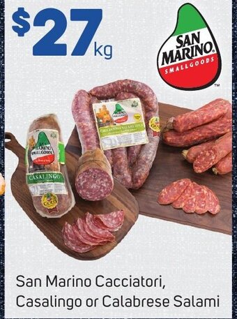 Foodland San Marino Cacciatori, Casalingo or Calabrese Salami offer