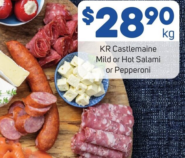 KR Castlemaine Mild or Hot Salami or Pepperoni offer at Foodland