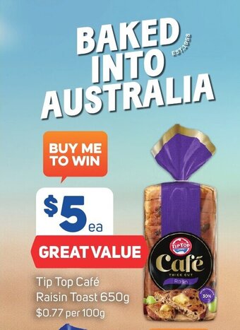 Foodland Tip Top Café Raisin Toast 650g offer