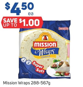 Foodland Mission Wraps 288-567g offer