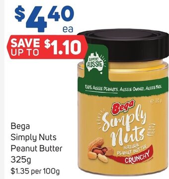 Foodland Bega Simply Nuts Peanut Butter 325g offer