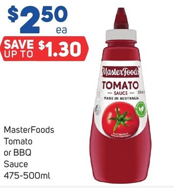 Foodland MasterFoods Tomato or BBQ Sauce 475-500ml offer