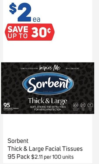 Foodland Sorbent Thick & Large Facial Tissues 95 Pack offer