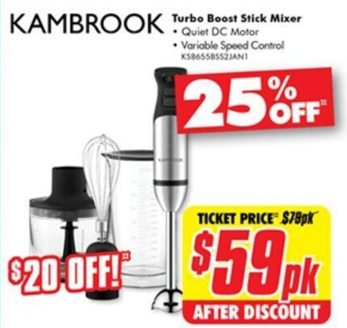 KAMBROOK Turbo Boost Stick Mixer offer at The Good Guys