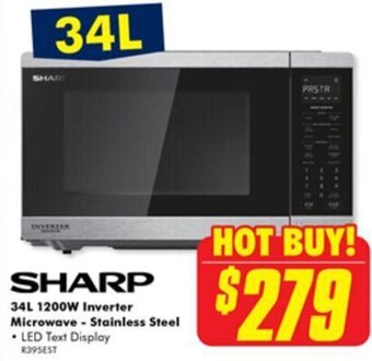 The Good Guys SHARP 34L 1200W Inverter Microwave - Stainless Steel • LED Text Display offer