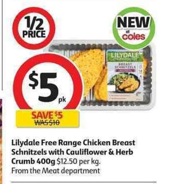 Lilydale Free Range Chicken Breast Schnizels with Cauliflower & Herb