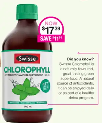 Priceline Swisse Chlorophyll offer