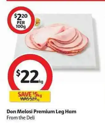 Coles Don Melosi Premium Leg Ham per kg offer