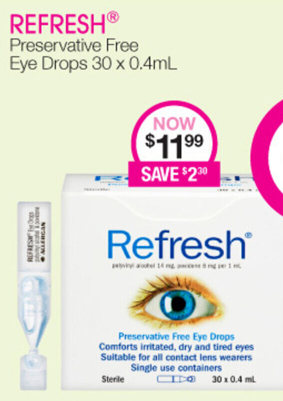 Refresh Eye Drops 30x0.40mL offer at Priceline