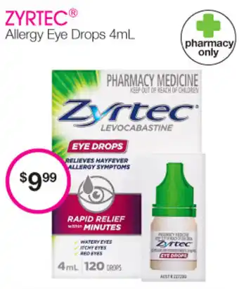 Priceline Zyrtec Allergy Eye Drops 4mL offer