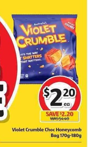 Coles Violet Crumble Choc Honeycomb Bag 170g-180g offer