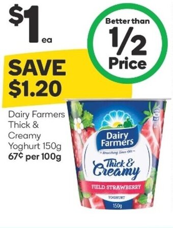 Woolworths Dairy Farmers Thick & Creamy Yoghurt 150g offer