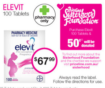 Priceline Elevit Pre-conception & pregnancy 100 tablets offer