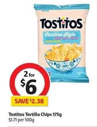 Coles Tostitos Tortilla Chips 175g offer