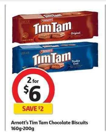 Coles Arnott's Tim Tam Chocolate Biscuits 160g - 200g offer