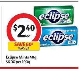 Coles Eclipse Mints 40g offer