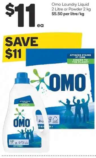 Woolworths Omo Laundry Liquid 2L or Powder 2kg offer