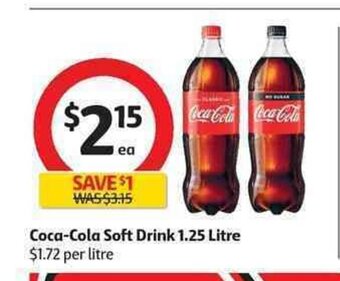 Coles Coca-Cola Soft Drink 1.25 Litre offer