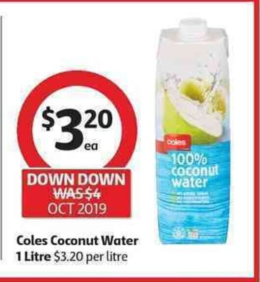 Coles Coconut Water 1 Litre offer at Coles