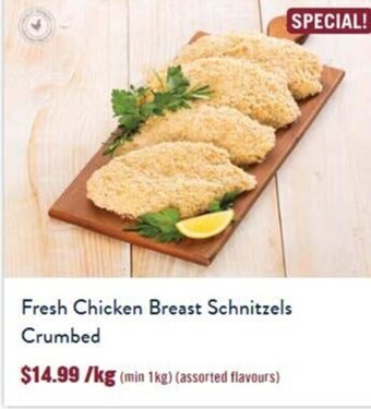 Tasman Butchers Fresh Chicken Breast Schnitzels Crumbed offer