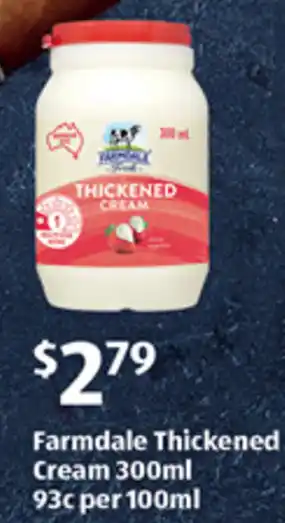 ALDI Farmdale Thickened Cream 300ml offer