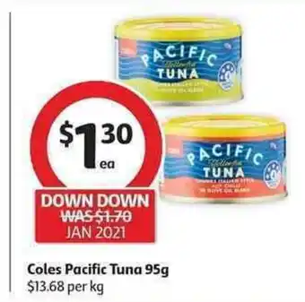 Coles Coles Pacific Tuna 95g offer