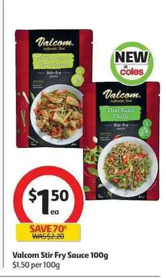 Coles Valcom Stir Fry Sauce 100g offer