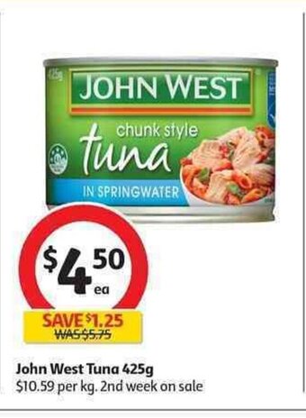Coles John West Tuna 425g offer