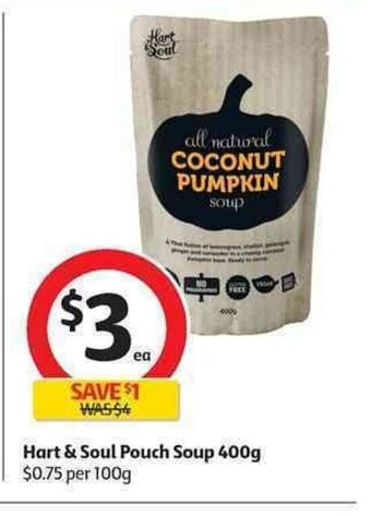 Coles Hart & Soul Pouch Soup 400g offer