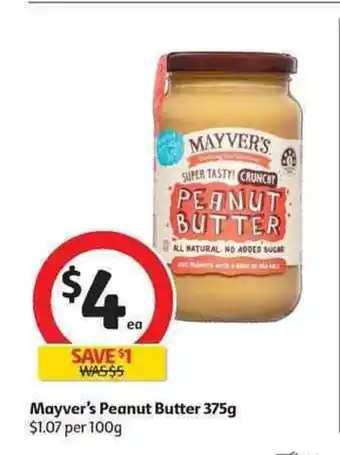 Coles Mayver's Peanut Butter 375g offer