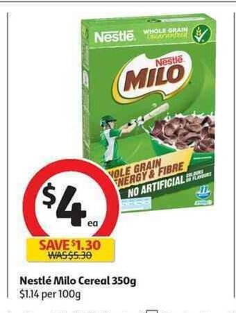 Coles Nestle Milo Cereal 350g offer