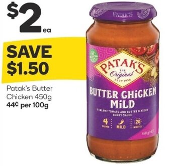 Woolworths Patak's Butter Chicken 450g offer