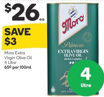 Woolworths Moro Extra Virgin Olive Oil 4 Litre offer
