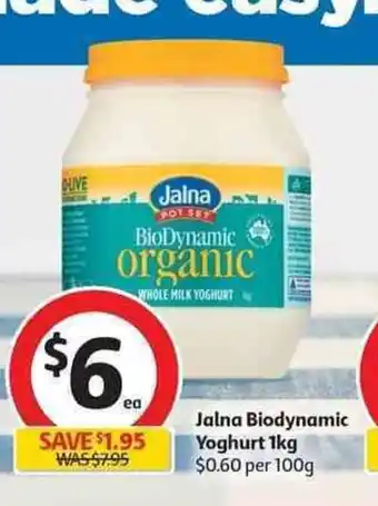 Coles Jalna Biodynamic Yoghurt 1kg offer