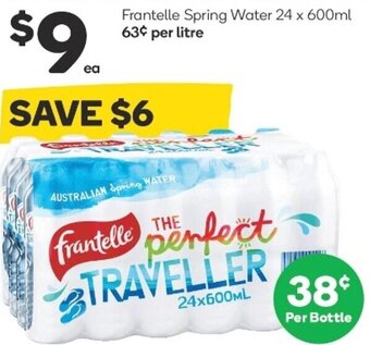 Woolworths Frantelle Spring Water 24x600ml offer