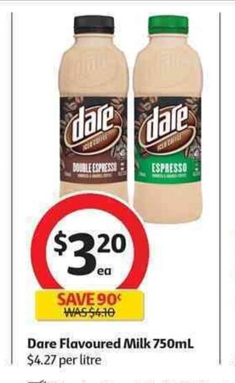 Coles Dare Flavoured Milk 750mL offer